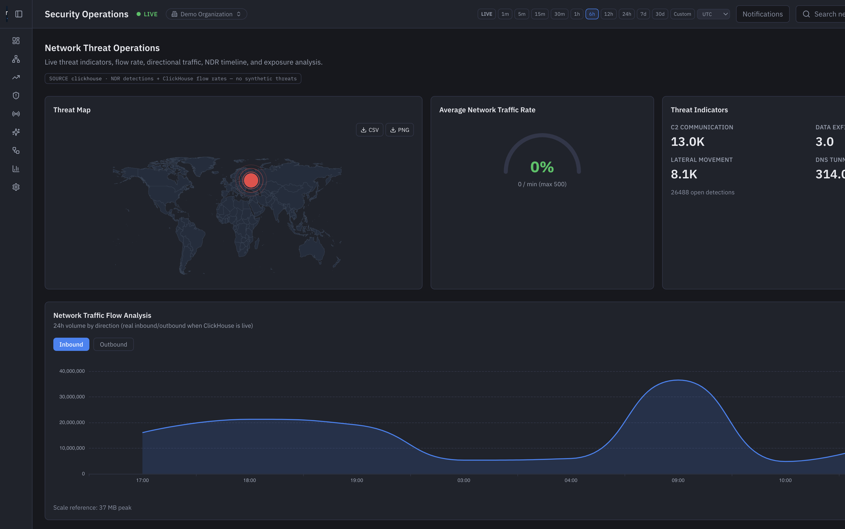 Optima Pulse security operations with threat map and traffic flow analysis